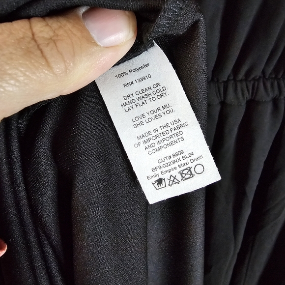 NWT Show Me Your Mumu Emily Empire Chiffon Maxi Dress Black Size 1X - Picture 7 of 10